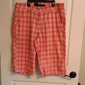 Men's Size 34 Calvin Klein Jeans; Coral Checkered Shorts